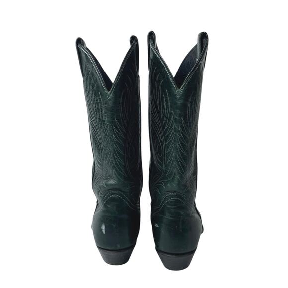Vintage Code West Green Leather Pointed Toe Mid Calf Western Cowboy Boots Sz 5.5 - Picture 3 of 9